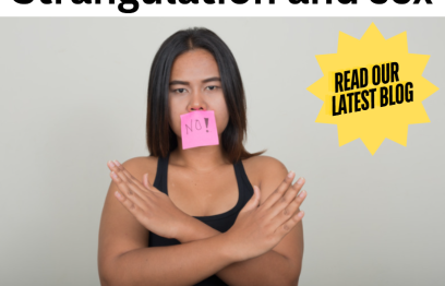 Woman with her arms crossed and note on her mouth that says 'no!'.