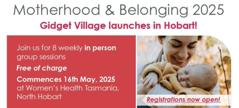 Picture of mother and baby with written details of the group